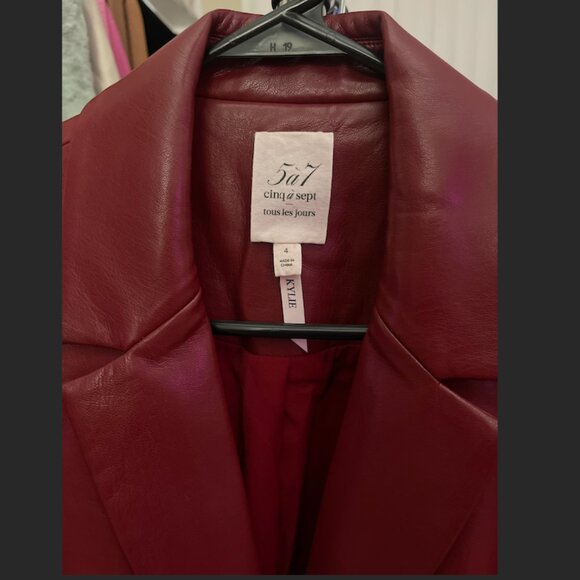 Cinq a Sept- Kylie Leather blazer In Red - Picture 2 of 3
